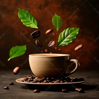 Uma xícara de café com grãos de café1