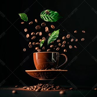 Uma xícara de café com grãos de café3