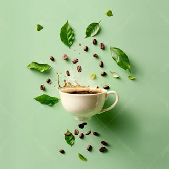 Uma xícara de café com grãos de café4