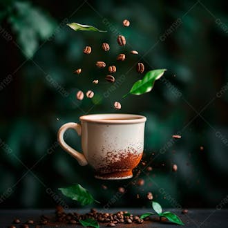 Uma xícara de café com grãos de café5