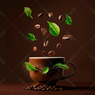 Uma xícara de café com grãos de café7