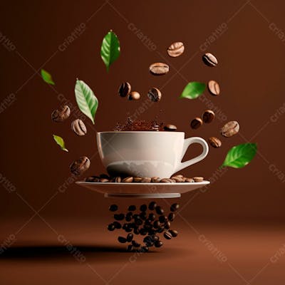 Uma Xícara De Café Com Grãos De Café12