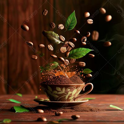 Uma Xícara De Café Com Grãos De Café13