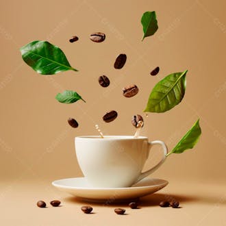 Uma xícara de café com grãos de café14