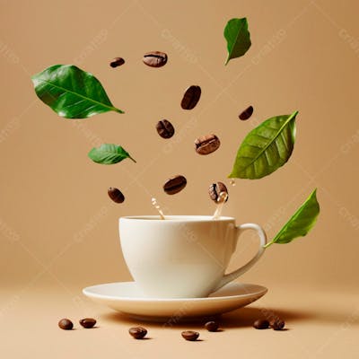 Uma Xícara De Café Com Grãos De Café14