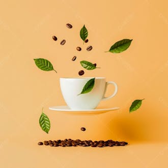 Uma xícara de café com grãos de café16