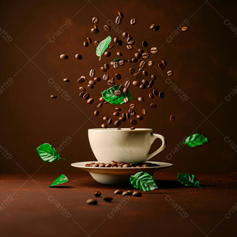 Uma Xícara De Café Com Grãos De Café18
