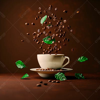 Uma Xícara De Café Com Grãos De Café18