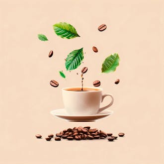 Uma xícara de café com grãos de café19