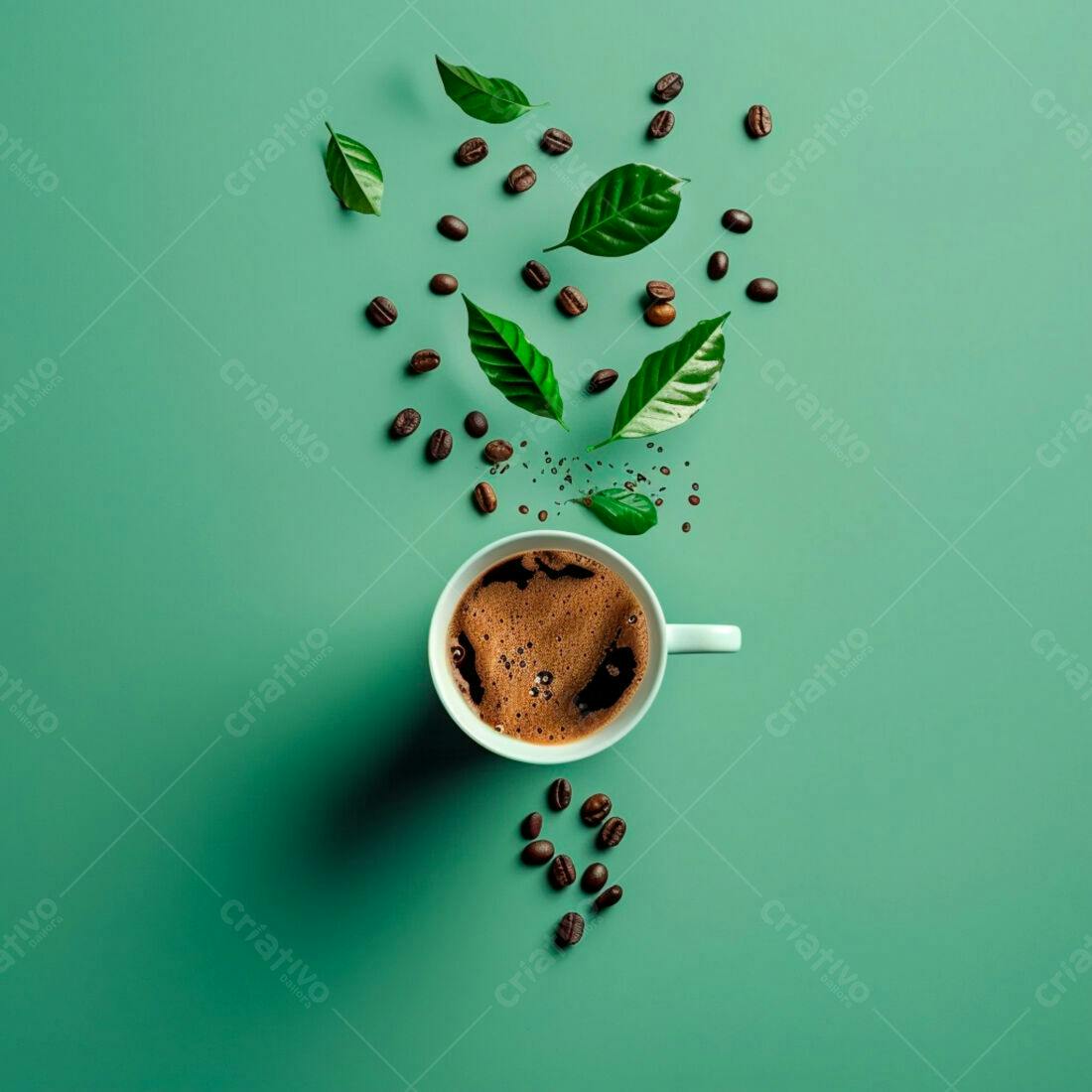 Café da manhã com grãos e folhas