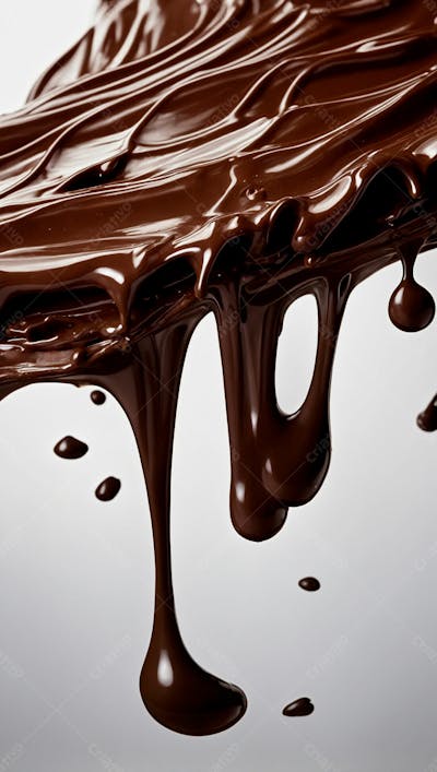  Cascata De Chocolate Derretido Em Meio A Um Fundo Branco Sereno 3