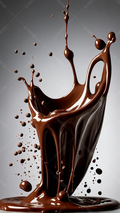  Cascata De Chocolate Derretido Em Meio A Um Fundo Branco Sereno 4
