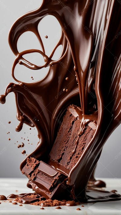  Cascata De Chocolate Derretido Em Meio A Um Fundo Branco Sereno 7