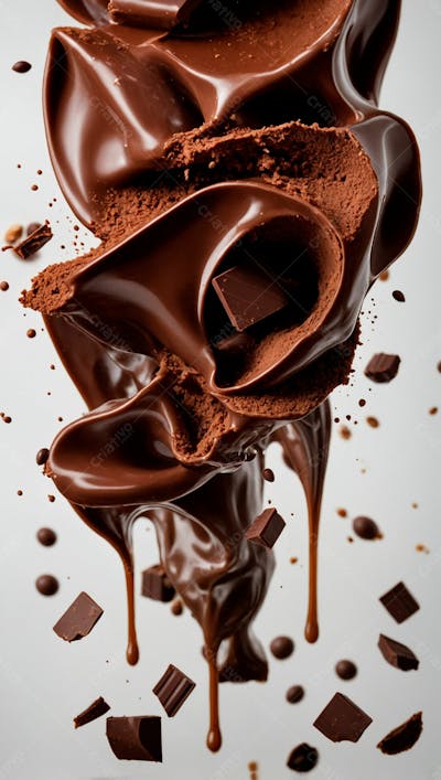  Cascata De Chocolate Derretido Em Meio A Um Fundo Branco Sereno 10