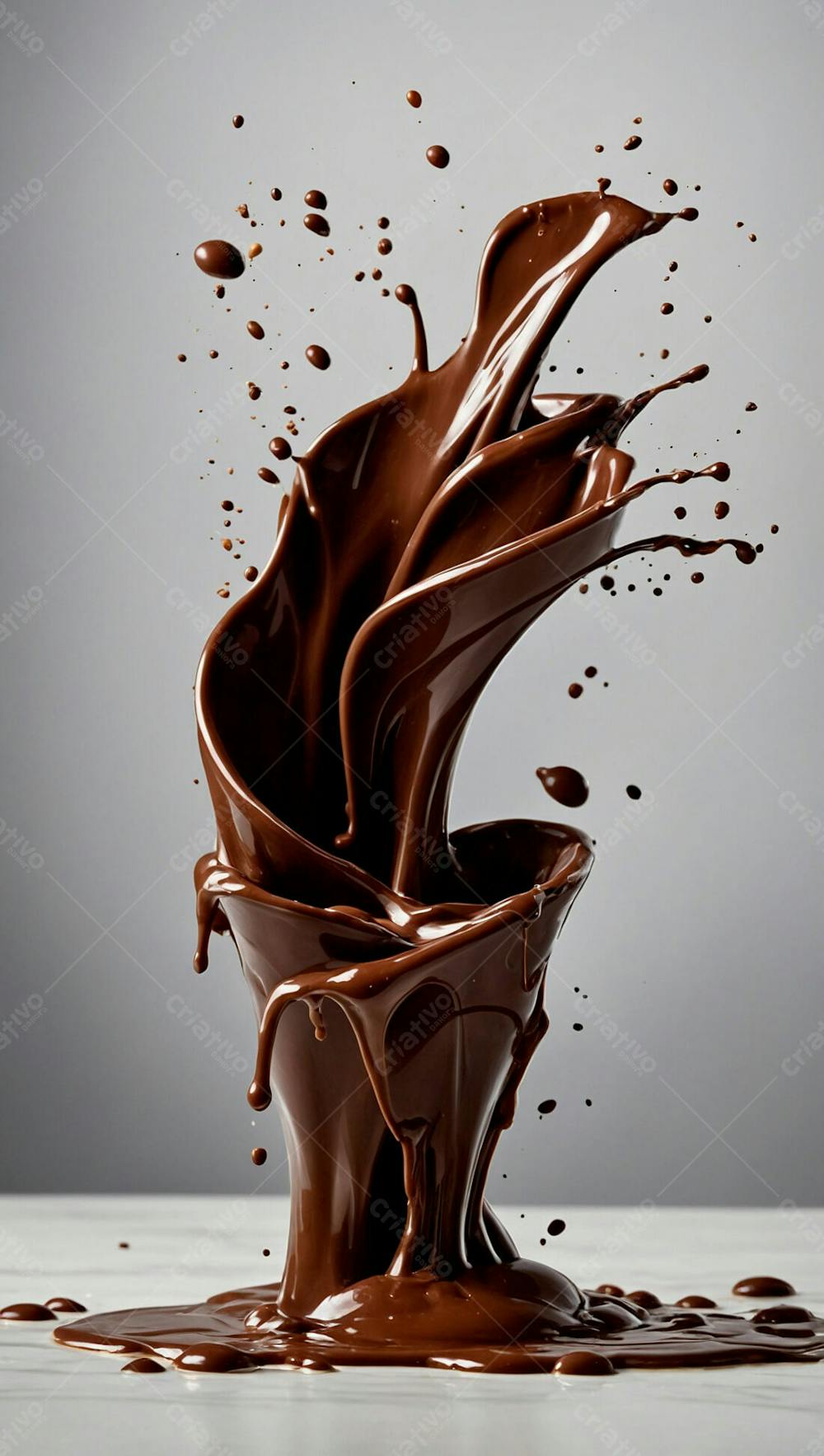  Cascata De Chocolate Derretido Em Meio A Um Fundo Branco Sereno 12