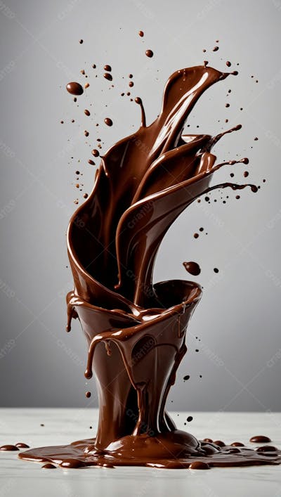  Cascata De Chocolate Derretido Em Meio A Um Fundo Branco Sereno 12