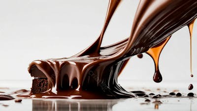  Cascata De Chocolate Derretido Em Meio A Um Fundo Branco Sereno 16