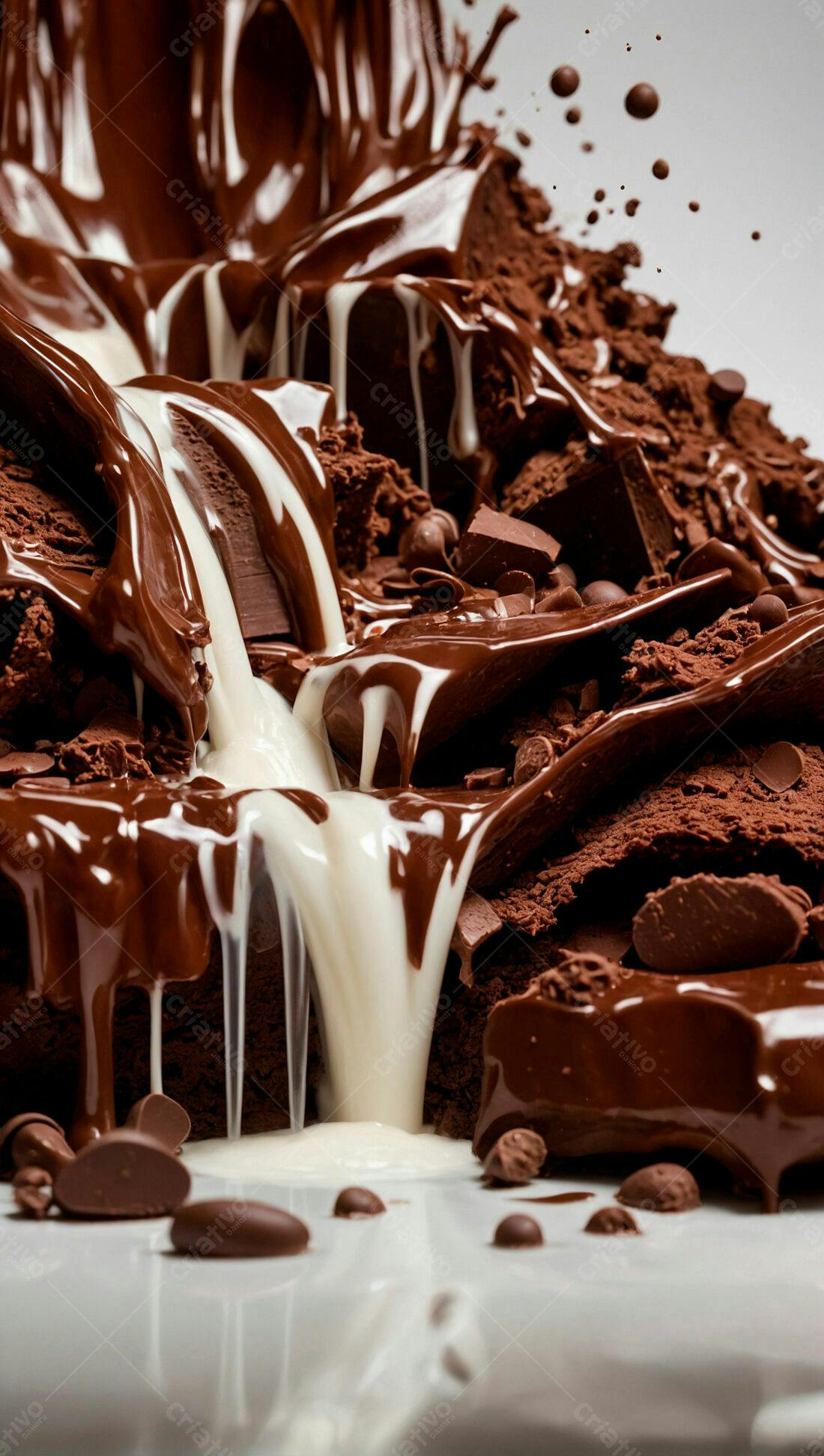 Chocolates derretidos com leite cremoso