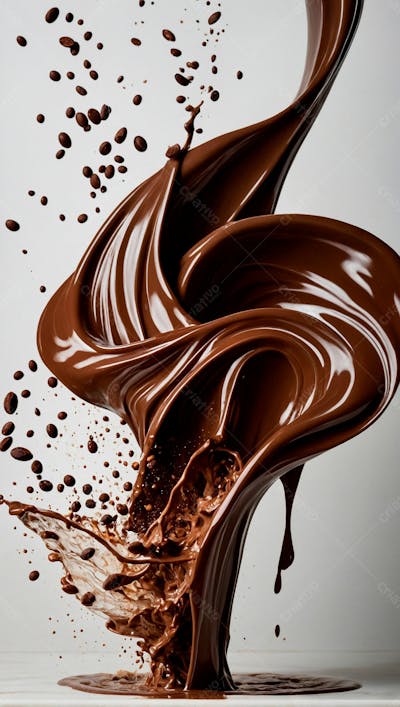  Cascata De Chocolate Derretido Em Meio A Um Fundo Branco Sereno 19
