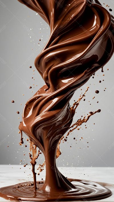  Cascata De Chocolate Derretido Em Meio A Um Fundo Branco Sereno 21