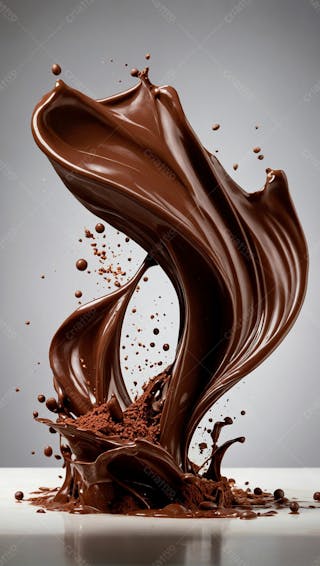 Cascata de chocolate derretido em meio a um fundo branco sereno 27