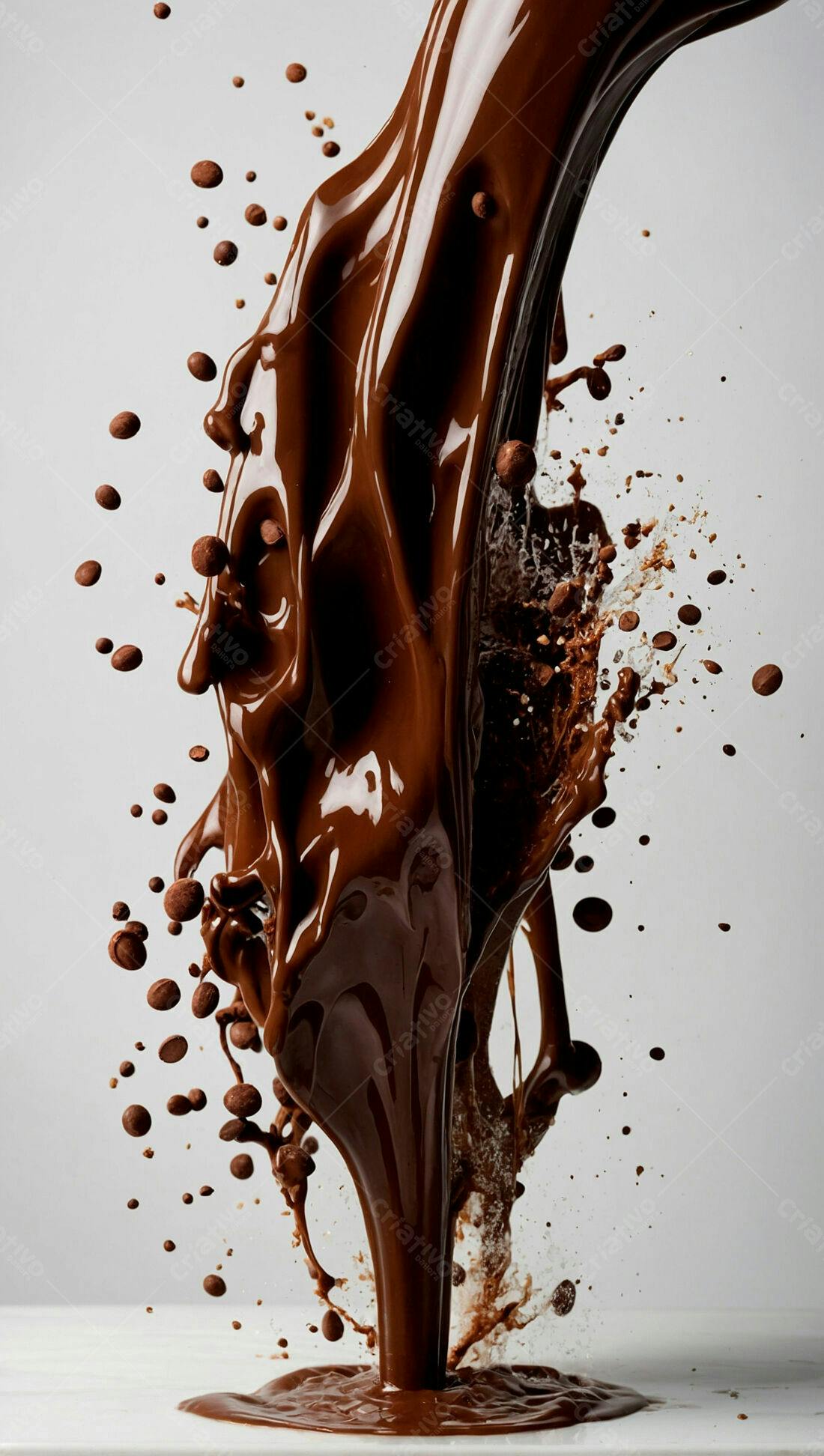 Chocolate derretendo com grãos de cacau