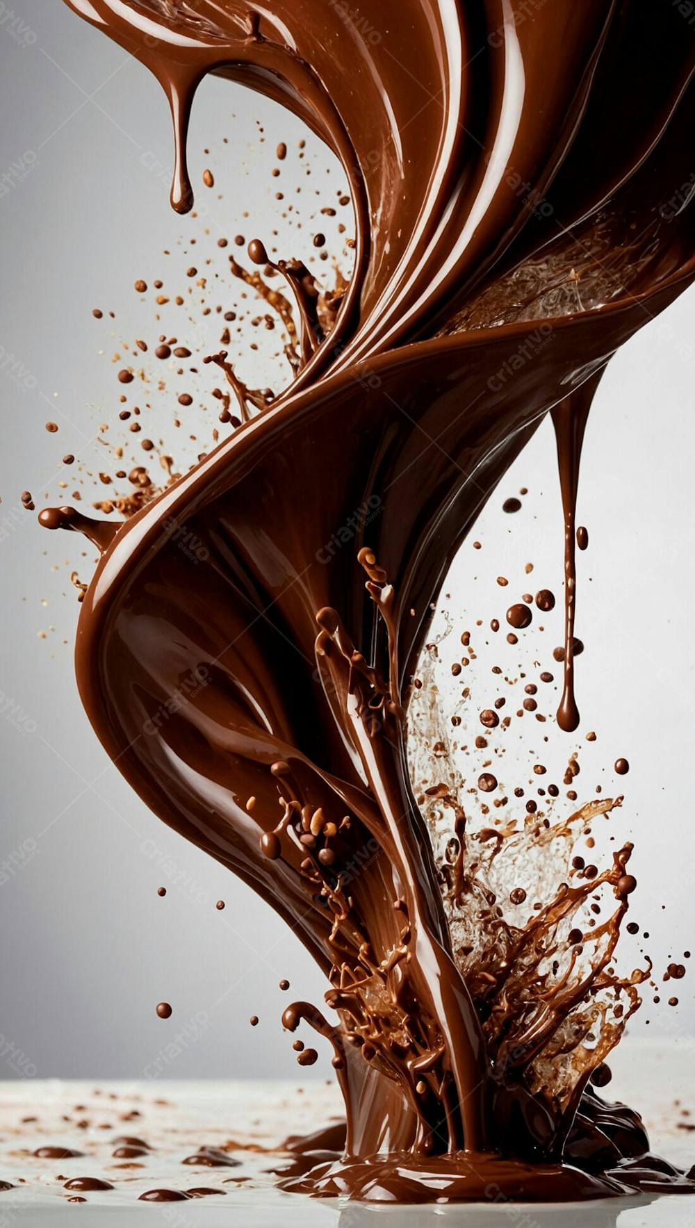  Cascata De Chocolate Derretido Em Meio A Um Fundo Branco Sereno 34