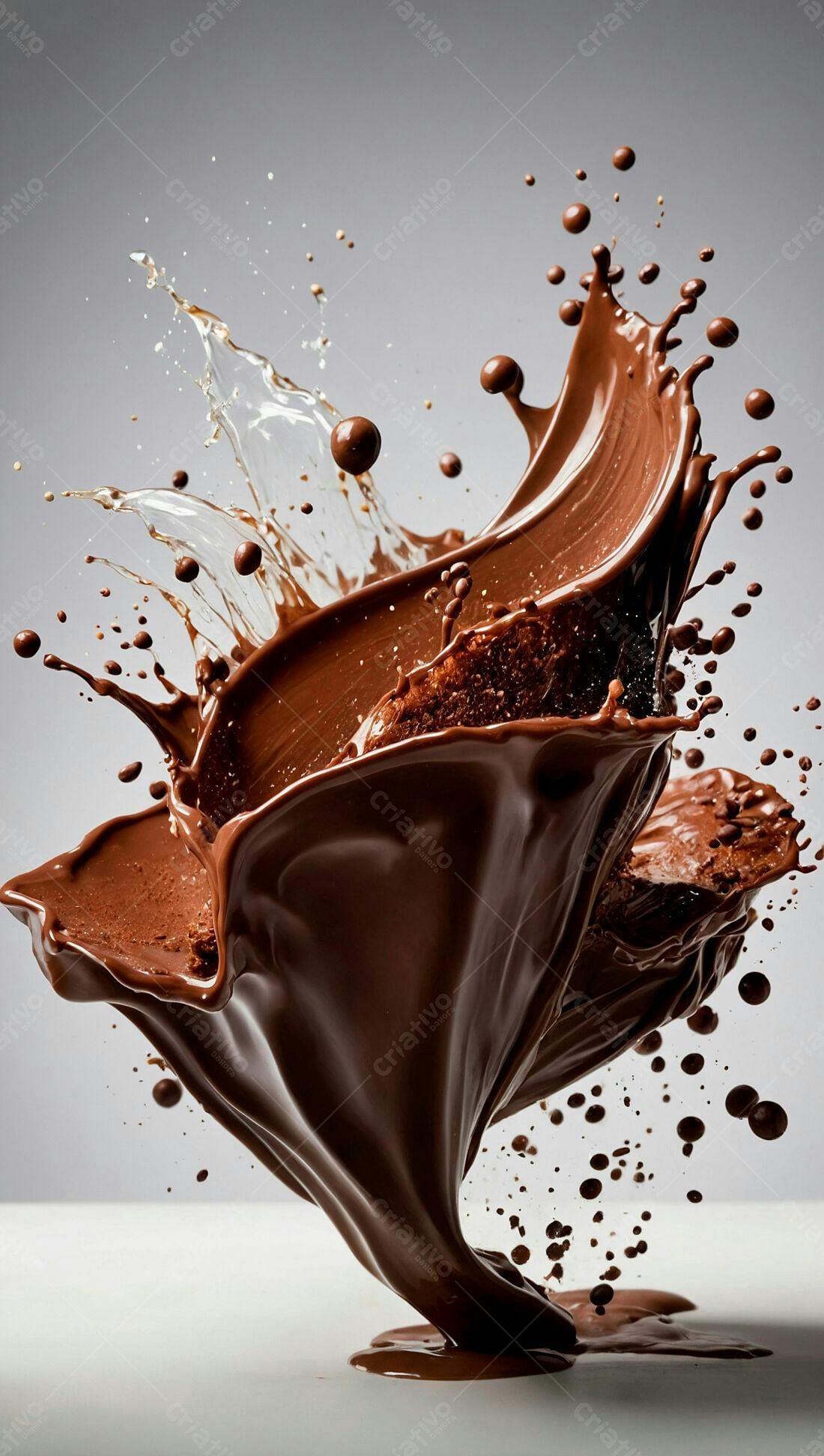 Chocolate derretendo em splash marrons
