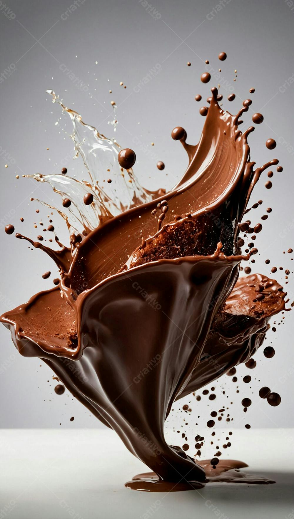  Cascata De Chocolate Derretido Em Meio A Um Fundo Branco Sereno 47