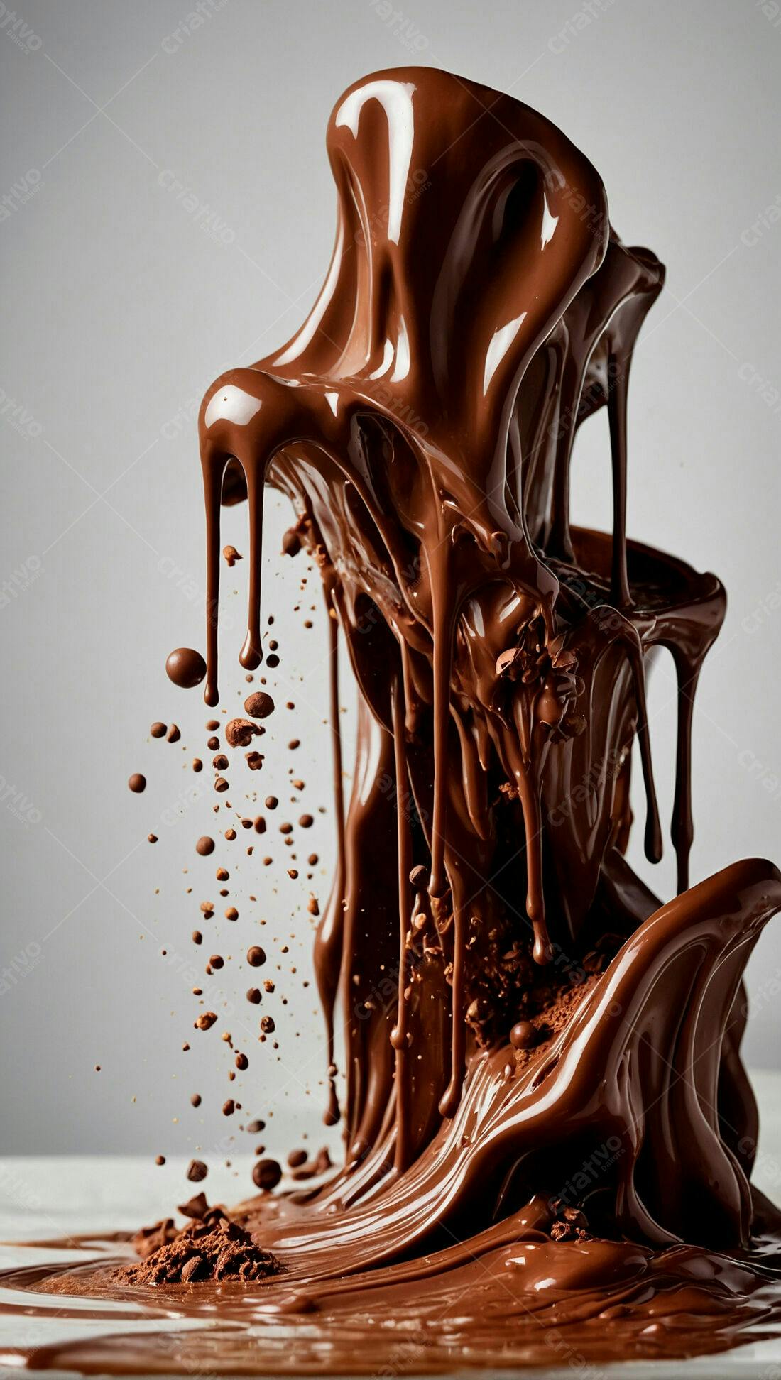 Chocolate derretendo em textura rica