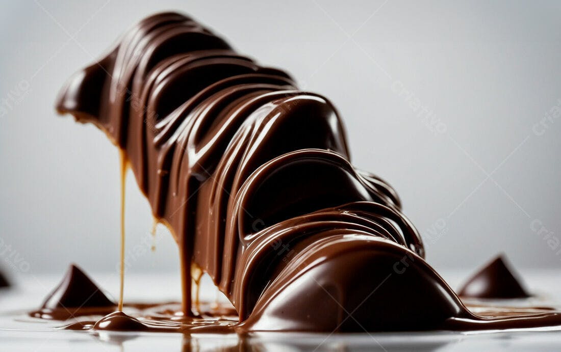 Barra de chocolate derretida sobre fundo claro