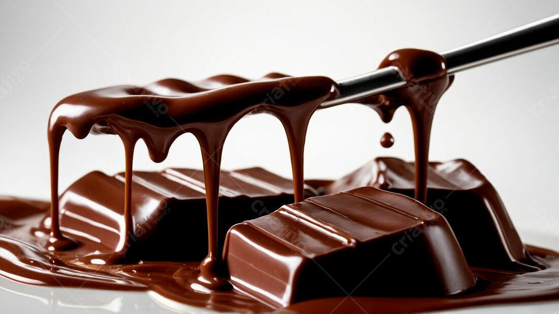Chocolate derretendo sobre barras