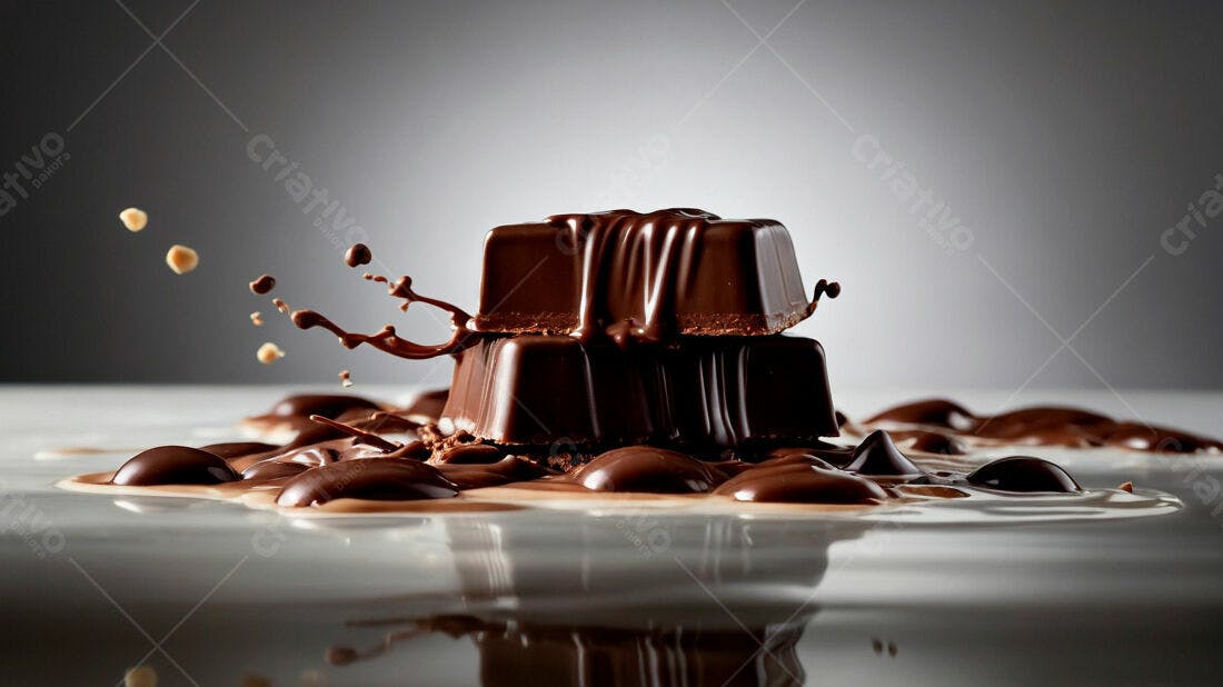 Barras de chocolate derretendo com gotas