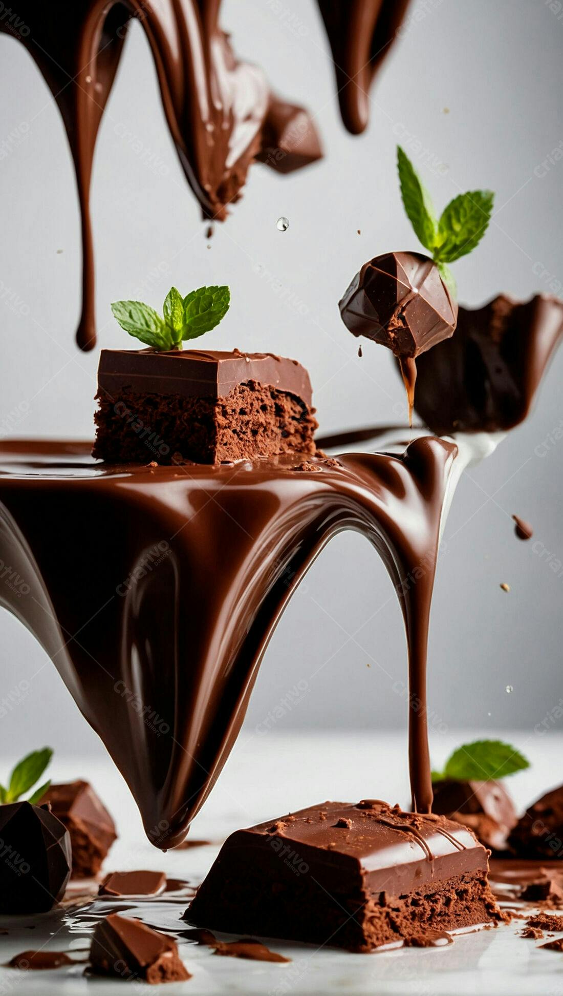 Chocolate derretendo com menta