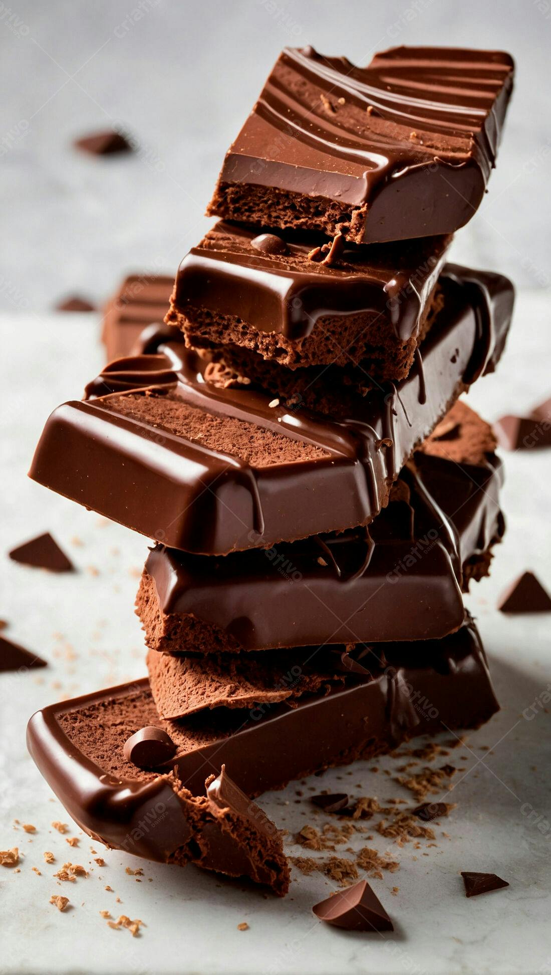 Chocolate amargo empilhado textura rica