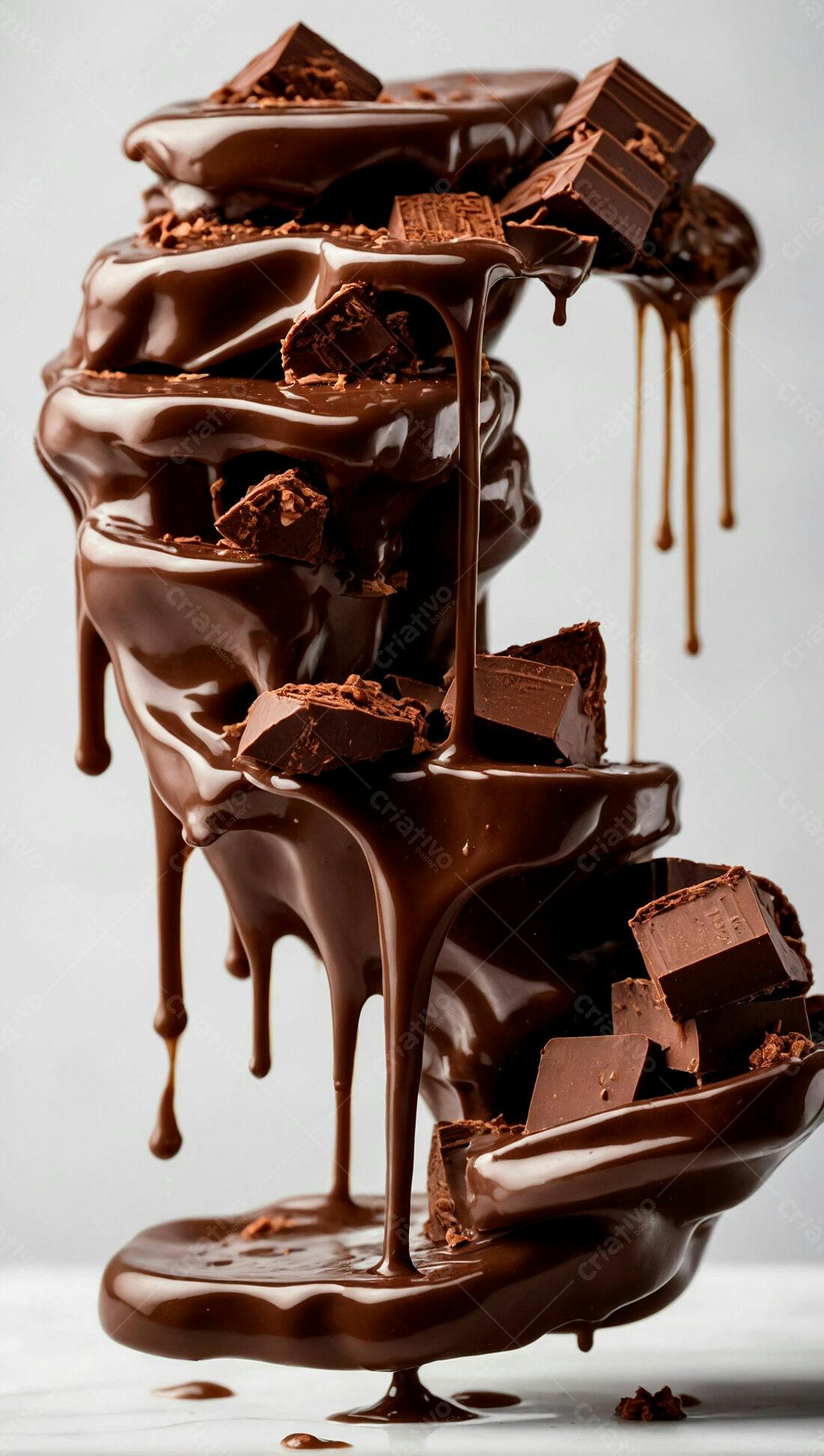 Chocolate derretendo com pedaços