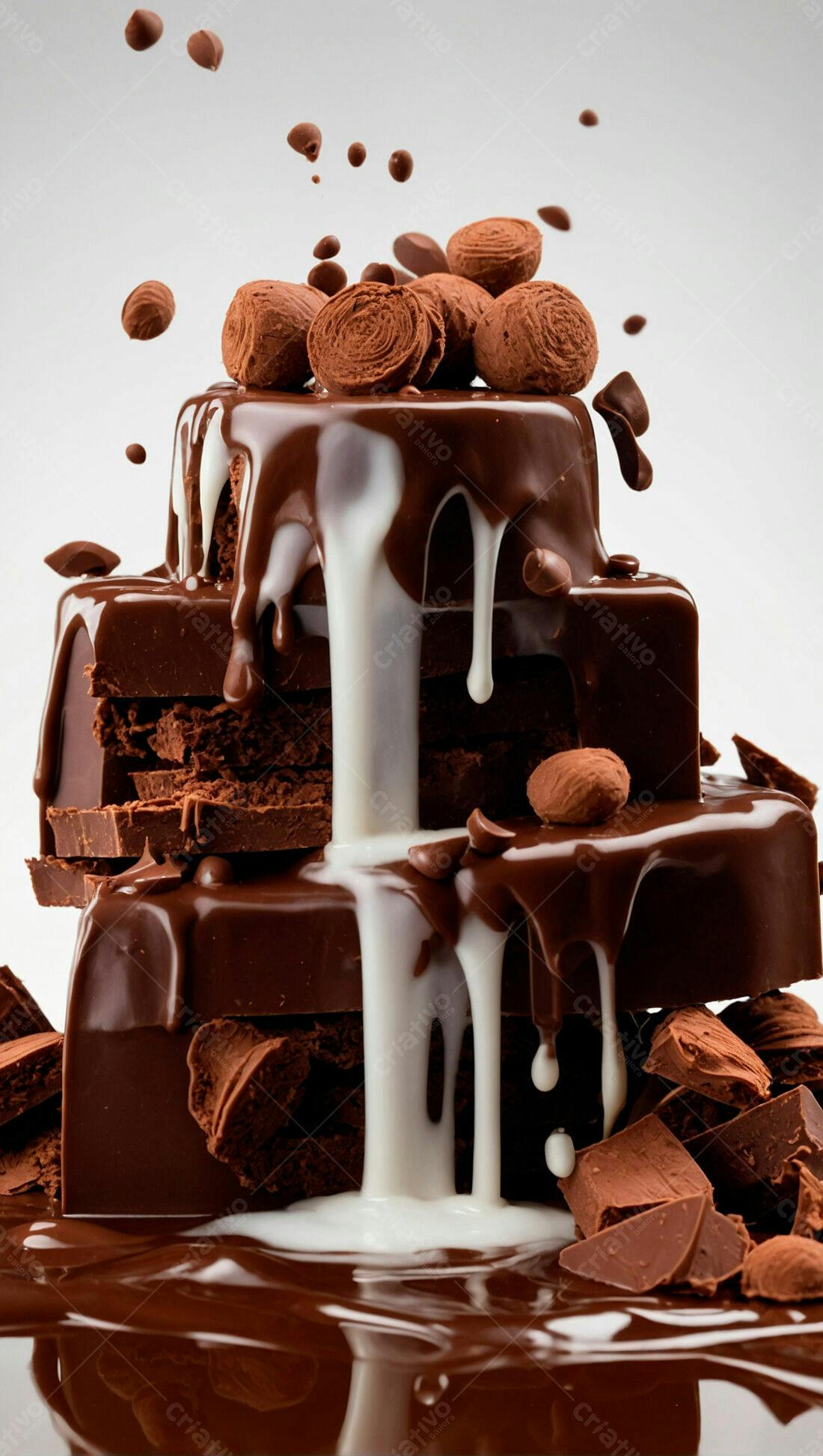 Chocolate derretido com trufas e leite