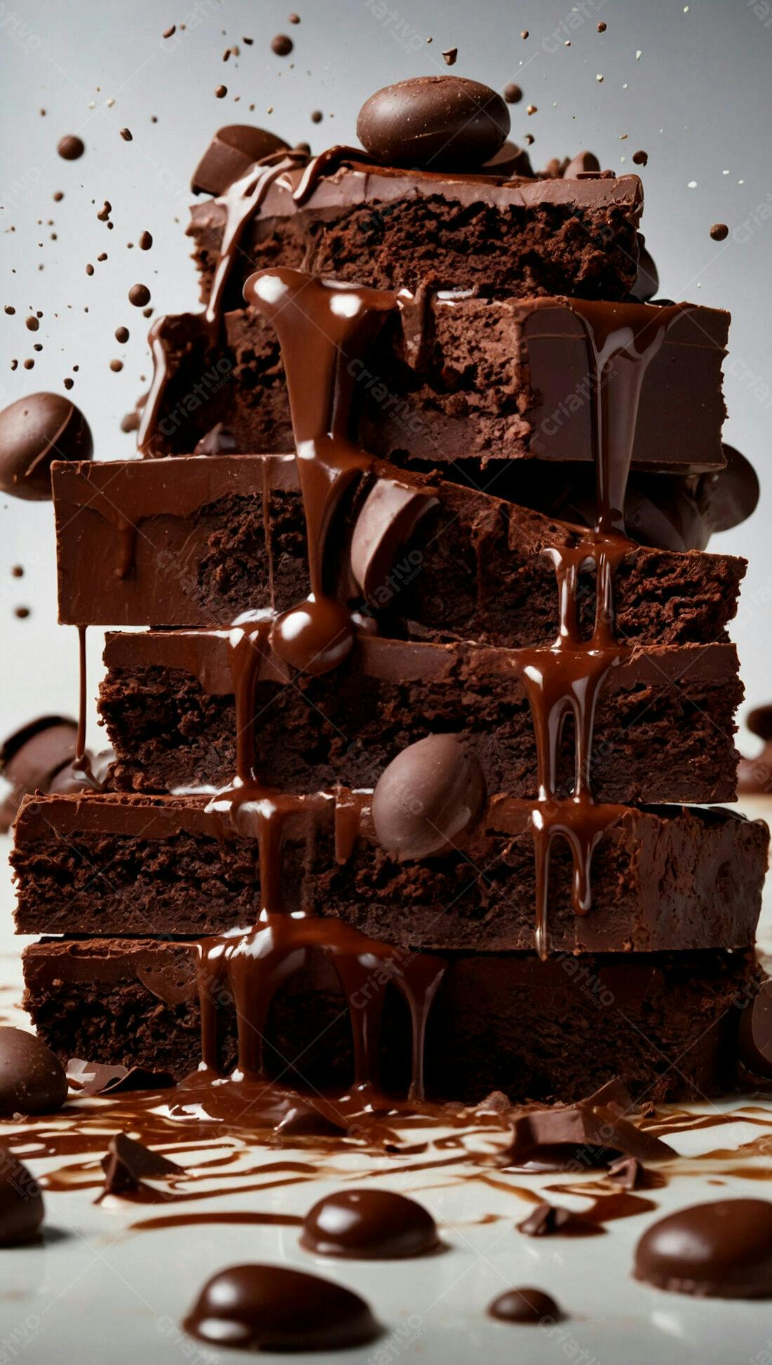 Brownies com calda de chocolate derretida