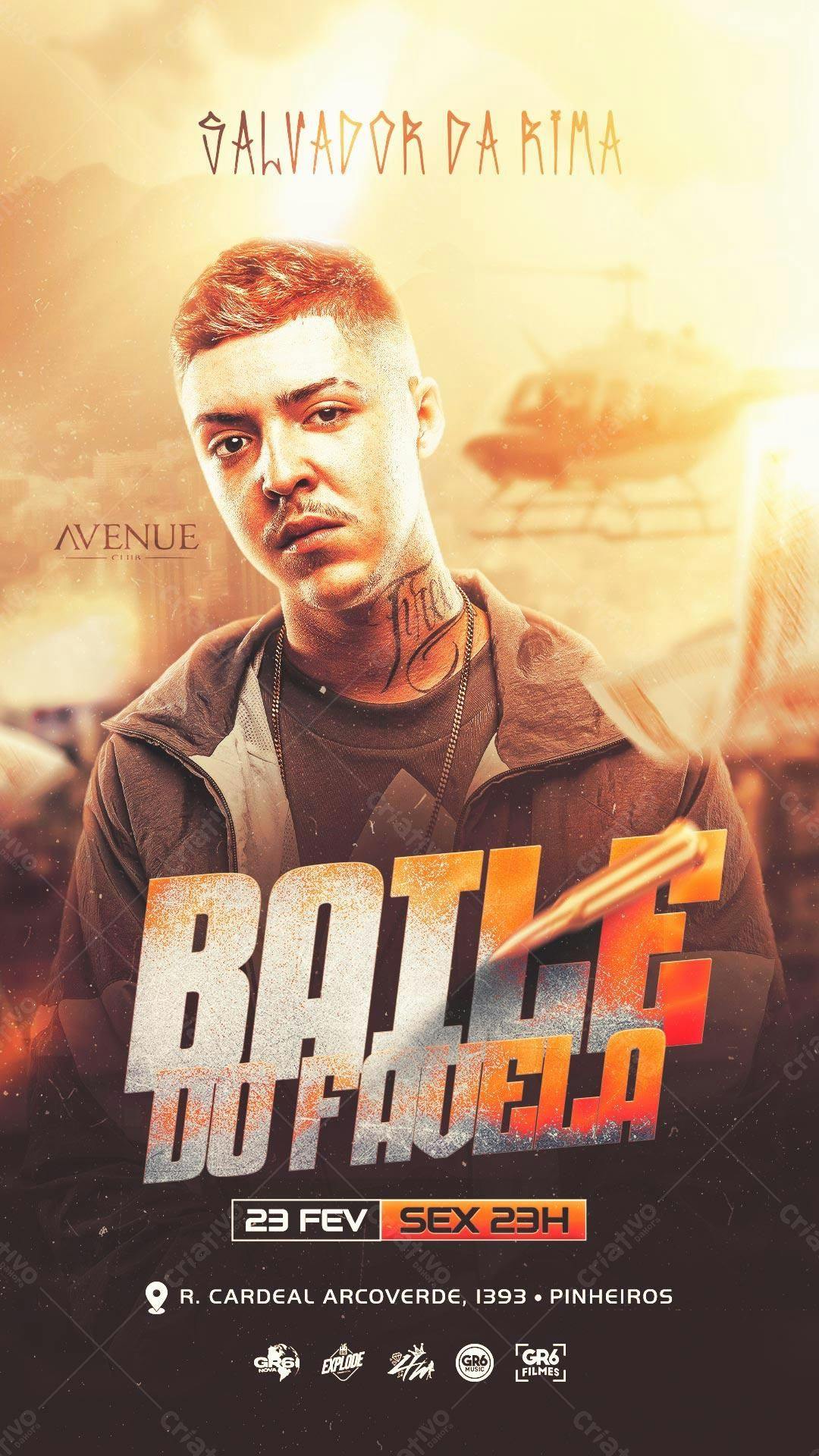 Flyer para Evento Musical com Salvador da Rima PSD Editável