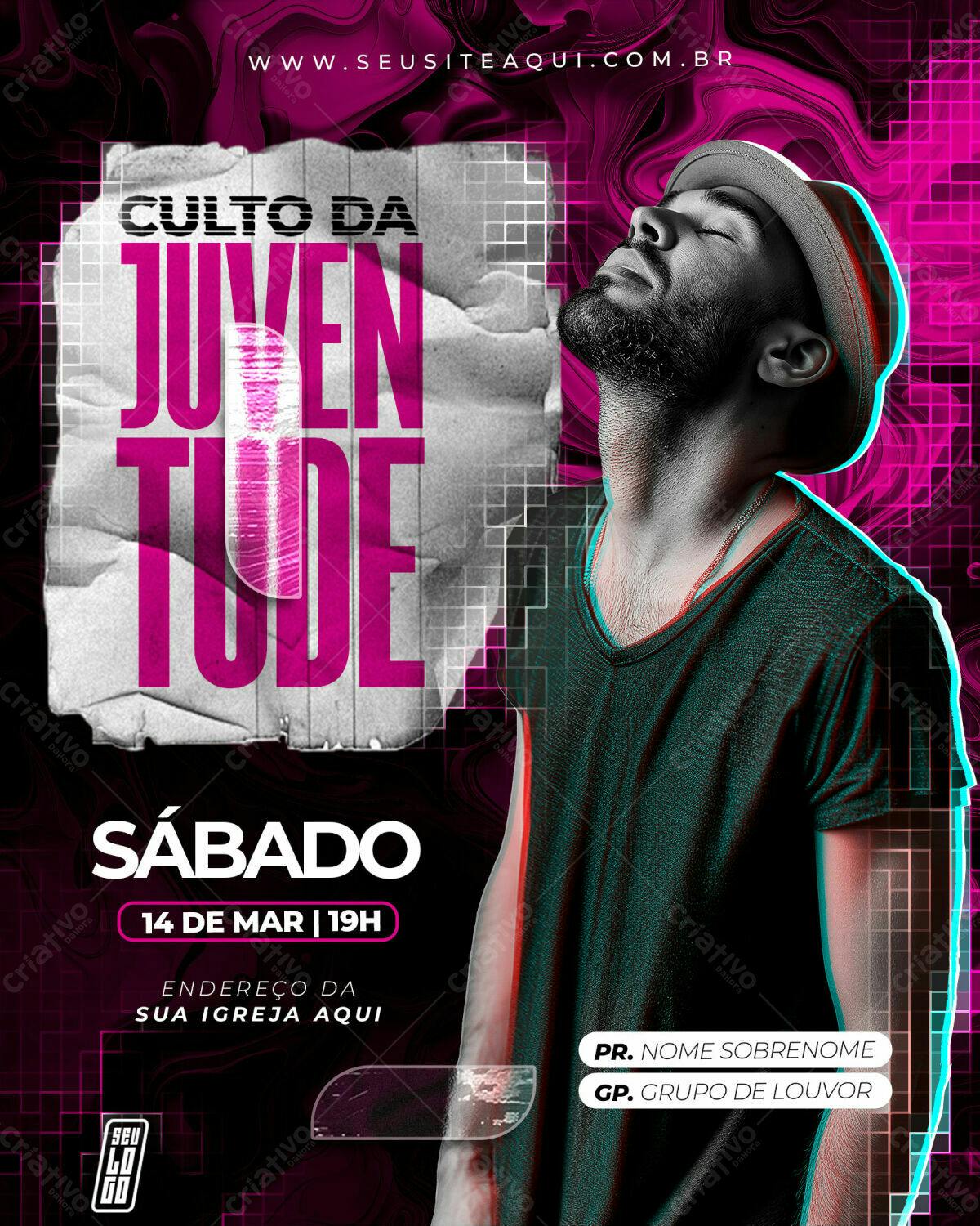 Flyer para Culto da Juventude PSD Editável
