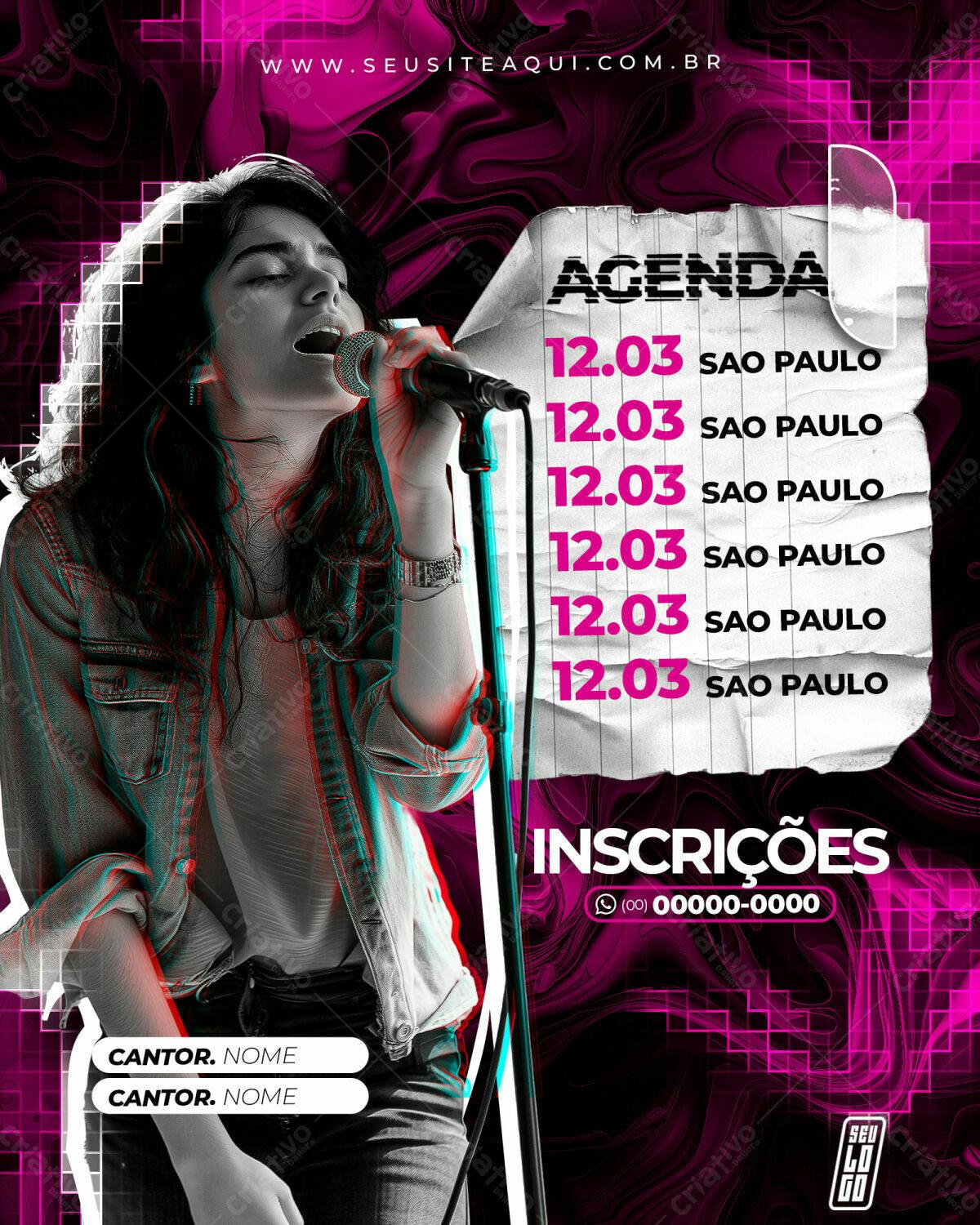 Flyer para Show Musical em São Paulo PSD Editável