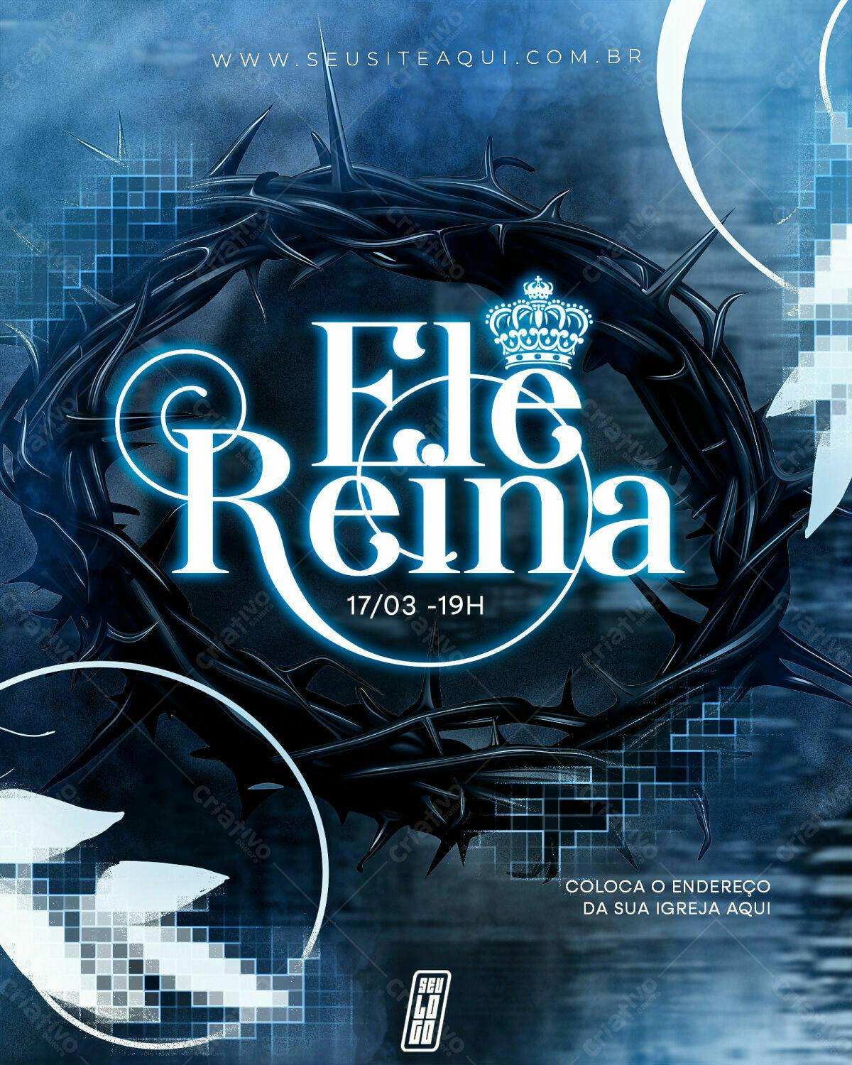 Flyer para Evento Religioso Ele e Reina PSD Editável