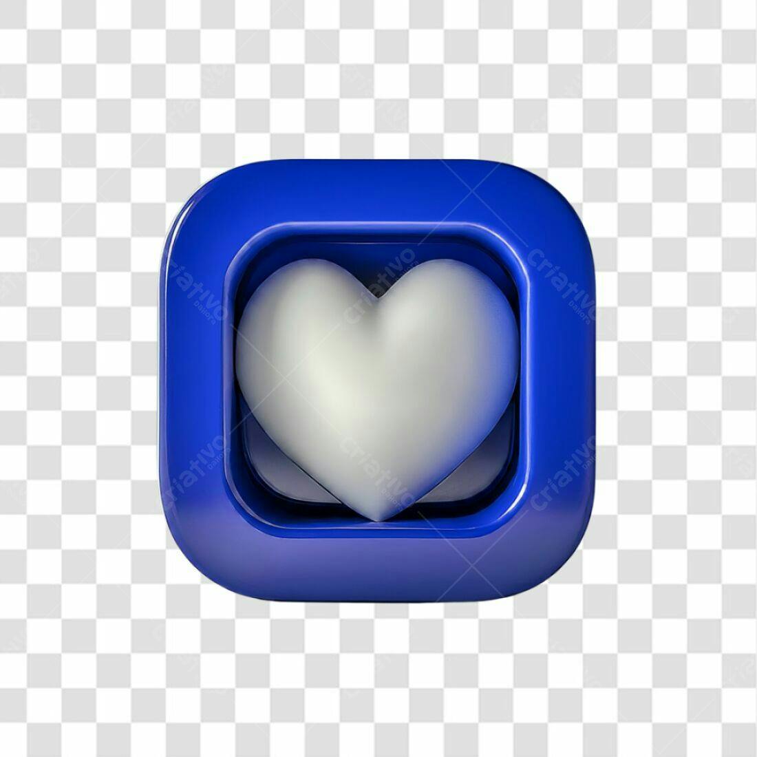 Ícone Coração Azul e Branco PNG com fundo transparente