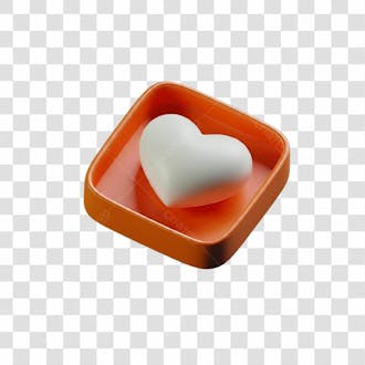 Caixa 3d laranja com coração png transparente