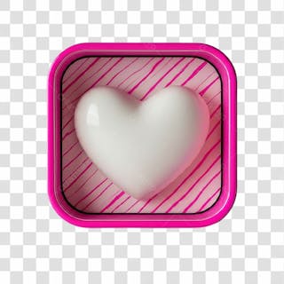 Caixa 3d rosa coração branco no meio png transparente
