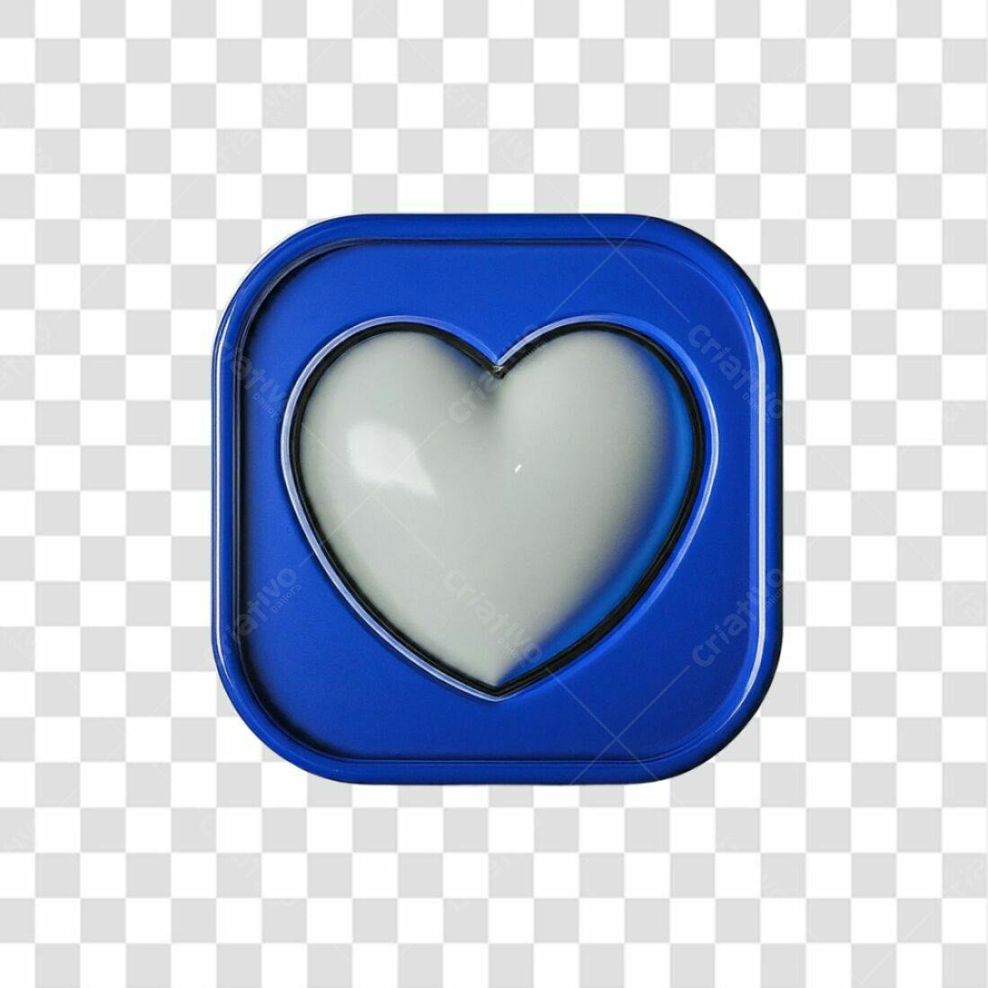 Ícone Coração Azul e Cinza PNG com fundo transparente