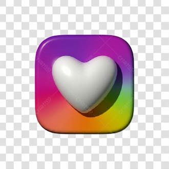 Caixa colorida 3d com coração png transparente