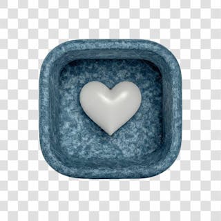 Caixa de mármore 3d coração no meio png transparente