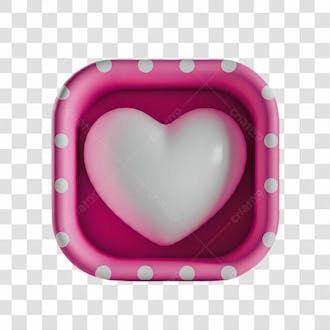 Caixa rosa 3d com pontos e coração png transparente