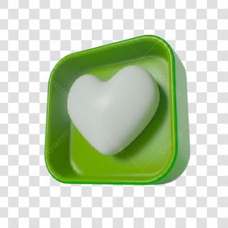 Caixa verde coração 3d png transparente